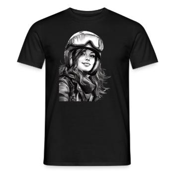 Motorradfahrerin für eine Motorradfahrerin - Männer T-Shirt - Schwarz - Vorne - AI Model Male 178 light (178cm)