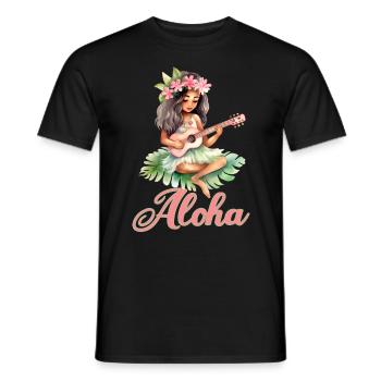 Urlaub Polynesier Strand Ukulele - Männer T-Shirt - Schwarz - Vorne - AI Model Male 178 light (178cm)