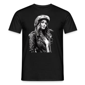 Motorradfahrerin für eine Motorradfahrerin - Männer T-Shirt - Schwarz - Vorne - AI Model Male 178 light (178cm)