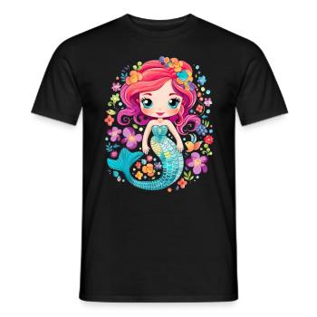 Niedliche Meerjungfrau für Kinder Mädchen für - Männer T-Shirt - Schwarz - Vorne - AI Model Male 178 light (178cm)