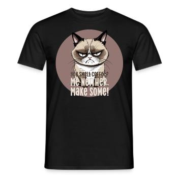 Vous sentez le café ? Moi aussi. Faites-en ! Chat en colère - T-shirt homme - noir - Devant - AI Model Male 178 light (178cm)