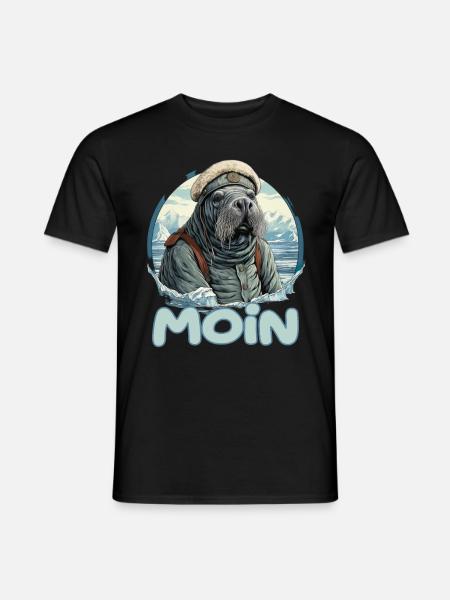 Moin Walross Matrose - Männer T-Shirt - Schwarz