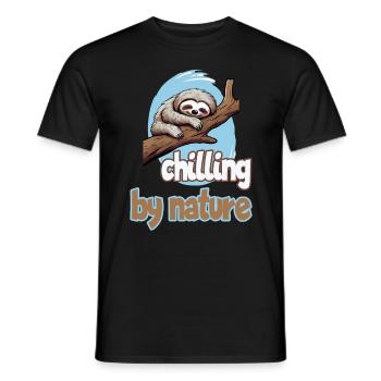 Chilling by Nature Faultier Chillen Entspannen - Männer T-Shirt - Schwarz - Vorne - AI Model Male 178 light (178cm)