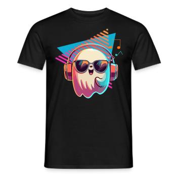 Ghost avec lunettes de soleil et casque - T-shirt homme - noir - Devant - AI Model Male 178 light (178cm)