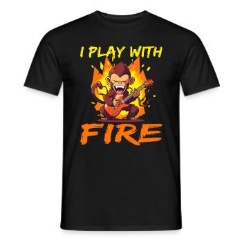 Affe Schimpanse Gitarre I play with Fire - Männer T-Shirt - Schwarz - Vorne - AI Model Male 178 light (178cm)