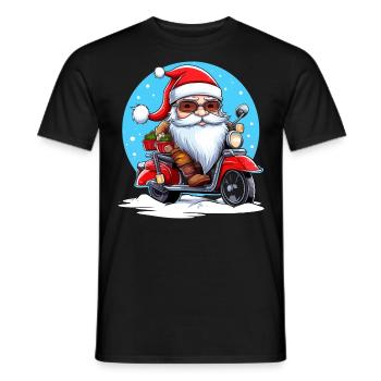Funny Santa Claus gnome on a motorbike - Men's T-Shirt - black - Front - AI Model Male 178 light (178cm)