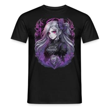 Fille d’anime gothique - T-shirt homme - noir - Devant - AI Model Male 178 light (178cm)