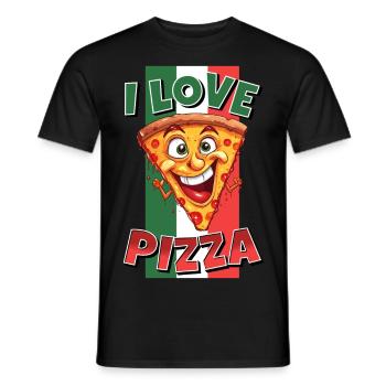 I Love Pizza Slice Face Laughs Pizzeria - Men's T-Shirt - black - Front - AI Model Male 178 light (178cm)