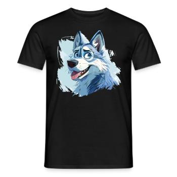 Husky chien traîneau chien race dessin animé d’hiver - T-shirt homme - noir - Devant - AI Model Male 178 light (178cm)