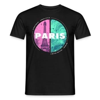 Paris Skyline Tour Eiffel France City Circle - T-shirt homme - noir - Devant - AI Model Male 178 light (178cm)
