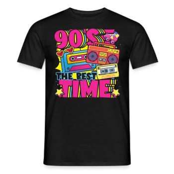 90s The Best Time - 90s Theme Party - Men's T-Shirt - black - Front - AI Model Male 178 light (178cm)