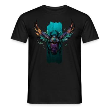 Celestial Guardian: Winged Scarab Elegance - Men's T-Shirt - black - Front - AI Model Male 178 light (178cm)