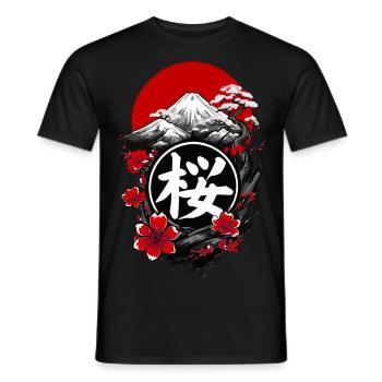 Japanese cherry blossom - Men's T-Shirt - black - Front - AI Model Male 178 light (178cm)