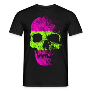 Neon Retro Totenkopf - Männer T-Shirt - Schwarz - Vorne - AI Model Male 178 light (178cm)