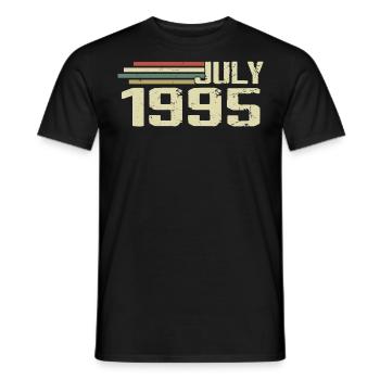 Birthday July 1995 Year 1995 July Vintage 1995 - Men's T-Shirt - black - Front - AI Model Male 178 light (178cm)
