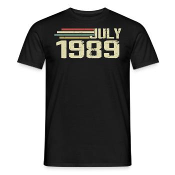 Anniversaire Juillet 1989 Année 1989 Juillet Année 1989 - T-shirt homme - noir - Devant - AI Model Male 178 light (178cm)