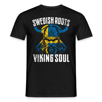 Schwedische Wurzeln - Wikinger Seele - Männer T-Shirt - Schwarz - Vorne - AI Model Male 178 light (178cm)