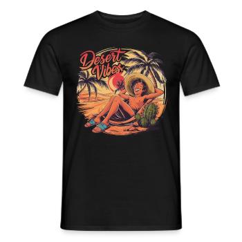 Sonnenuntergang Desert Vibes Urlaub Abenteuer - Männer T-Shirt - Schwarz - Vorne - AI Model Male 178 light (178cm)