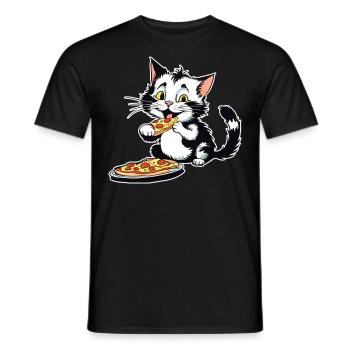 Le chat adore la pizza - T-shirt homme - noir - Devant - AI Model Male 178 light (178cm)