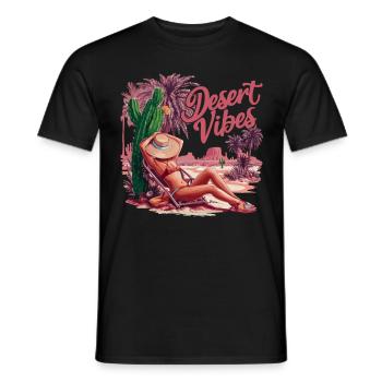 Sunset Desert Vibes Holiday Adventure - Men's T-Shirt - black - Front - AI Model Male 178 light (178cm)