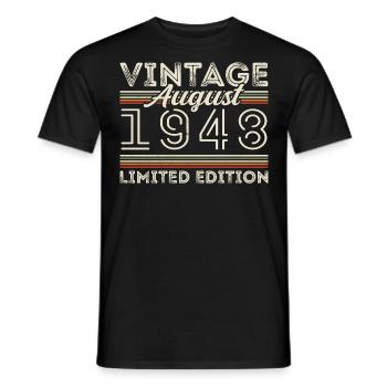Août 1948 Légende depuis août 1948 Millésime 1948 - T-shirt homme - noir - Devant - AI Model Male 178 light (178cm)