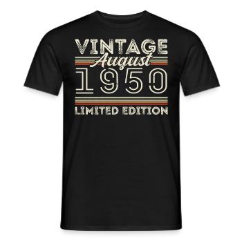 Août 1950 Légende depuis Août 1950 Millésime 1950 - T-shirt homme - noir - Devant - AI Model Male 178 light (178cm)