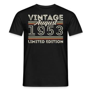 August 1953 Legende seit August 1953 Vintage 1953 - Männer T-Shirt - Schwarz - Vorne - AI Model Male 178 light (178cm)