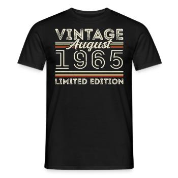 August 1965 Legend since August 1965 Vintage 1965 - Men's T-Shirt - black - Front - AI Model Male 178 light (178cm)