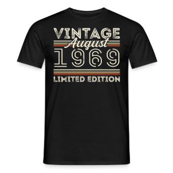 August 1969 Legende seit August 1969 Vintage 1969 - Männer T-Shirt - Schwarz - Vorne - AI Model Male 178 light (178cm)