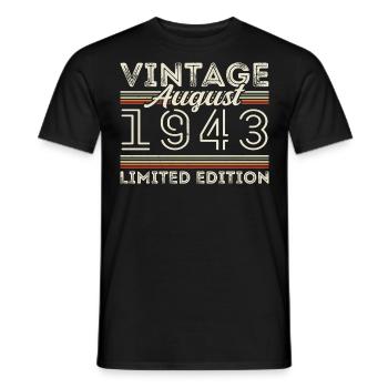 Août 1943 Légende depuis Août 1943 Millésime 1943 - T-shirt homme - noir - Devant - AI Model Male 178 light (178cm)