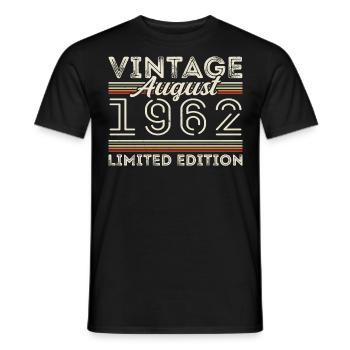 August 1962 Legend since August 1962 Vintage 1962 - Men's T-Shirt - black - Front - AI Model Male 178 light (178cm)