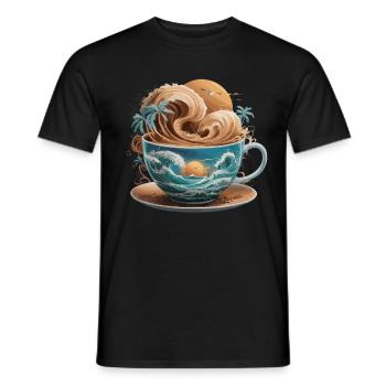Tropical Beach Waves Kaffeetasse für eine - Männer T-Shirt - Schwarz - Vorne - AI Model Male 178 light (178cm)