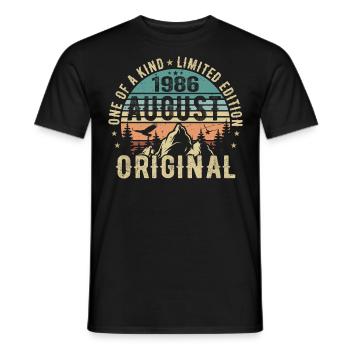 August 1986 - Geboren Im August 1986 - Geburtstags - Männer T-Shirt - Schwarz - Vorne - AI Model Male 178 light (178cm)