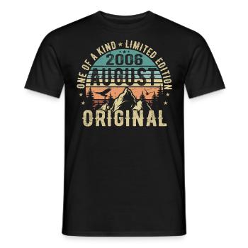 Août 2006 - Né en Août 2006 - Anniversaire - T-shirt homme - noir - Devant - AI Model Male 178 light (178cm)