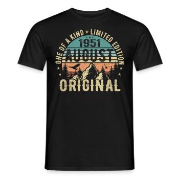 August 1951 - Geboren Im August 1951 - Geburtstags - Männer T-Shirt - Schwarz - Vorne - AI Model Male 178 light (178cm)