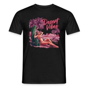 Sonnenuntergang Desert Vibes Urlaub Abenteuer - Männer T-Shirt - Schwarz - Vorne - AI Model Male 178 light (178cm)
