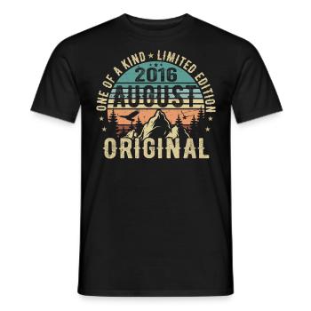 August 2016 - Born in August 2016 - Birthday - Men's T-Shirt - black - Front - AI Model Male 178 light (178cm)