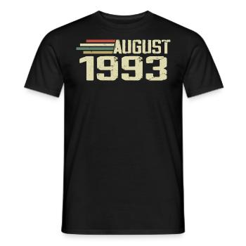 Né en août 1993 Anniversaire Millésime août 1993 - T-shirt homme - noir - Devant - AI Model Male 178 light (178cm)