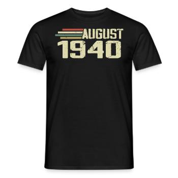 Born August 1940 Anniversary August 1940 Year - Men's T-Shirt - black - Front - AI Model Male 178 light (178cm)