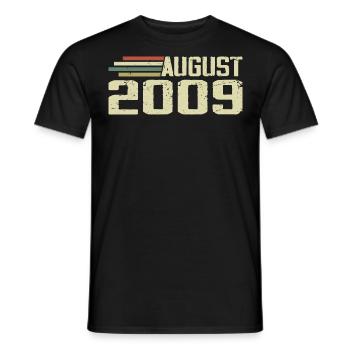 Né en août 2009 Anniversaire Millésime août 2009 - T-shirt homme - noir - Devant - AI Model Male 178 light (178cm)