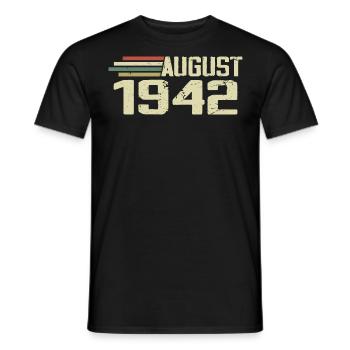 Born August 1942 Anniversary August 1942 Year - Men's T-Shirt - black - Front - AI Model Male 178 light (178cm)
