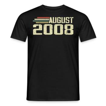 Né en août 2008 Anniversaire Millésime août 2008 - T-shirt homme - noir - Devant - AI Model Male 178 light (178cm)