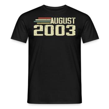 Born August 2003 Anniversary August 2003 Year - Men's T-Shirt - black - Front - AI Model Male 178 light (178cm)