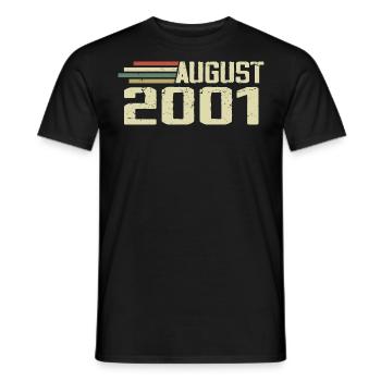 Born August 2001 Anniversary August 2001 Year - Men's T-Shirt - black - Front - AI Model Male 178 light (178cm)