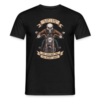Motorrad Bart Biker Vollbart Bike Rocker - Männer T-Shirt - Schwarz - Vorne - AI Model Male 178 light (178cm)