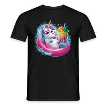 Niedliches Einhorn genießt Eiscreme-Spaß - Männer T-Shirt - Schwarz - Vorne - AI Model Male 178 light (178cm)