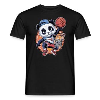 Cooler Basketball-Panda beim Slam Dunk - Männer T-Shirt - Schwarz - Vorne - AI Model Male 178 light (178cm)
