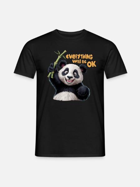 Motivierendes Panda Alles wird gut für einen - Männer T-Shirt - Schwarz