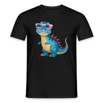 Dinosaurier-Sonnenbrille amerikanischer Flagge - Männer T-Shirt - Schwarz - Vorne - AI Model Male 178 light (178cm)