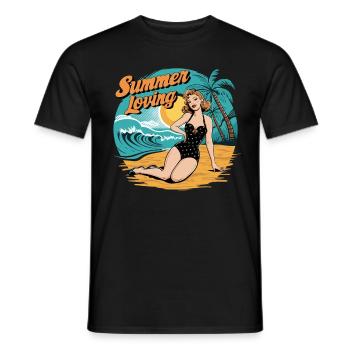 Retro Summer Loving Beach Vibes für einen - Männer T-Shirt - Schwarz - Vorne - AI Model Male 178 light (178cm)